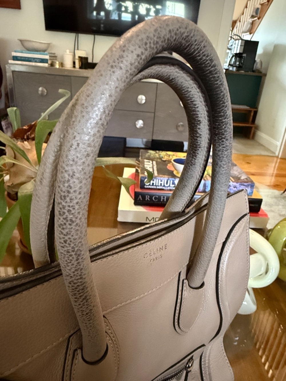 Celine Taupe Leather Mini Luggage Tote Shoulder Bag - Picture 2 of 5